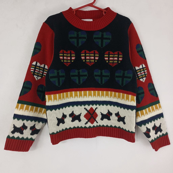 Vintage Other - Vintage 80s Miniwaves Girls Multicolored Puppy Sweater size Large Preppy